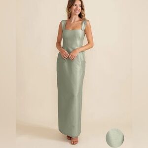 Beckett Bodice With Brunch Skirt in Shantung Dress in Sage
